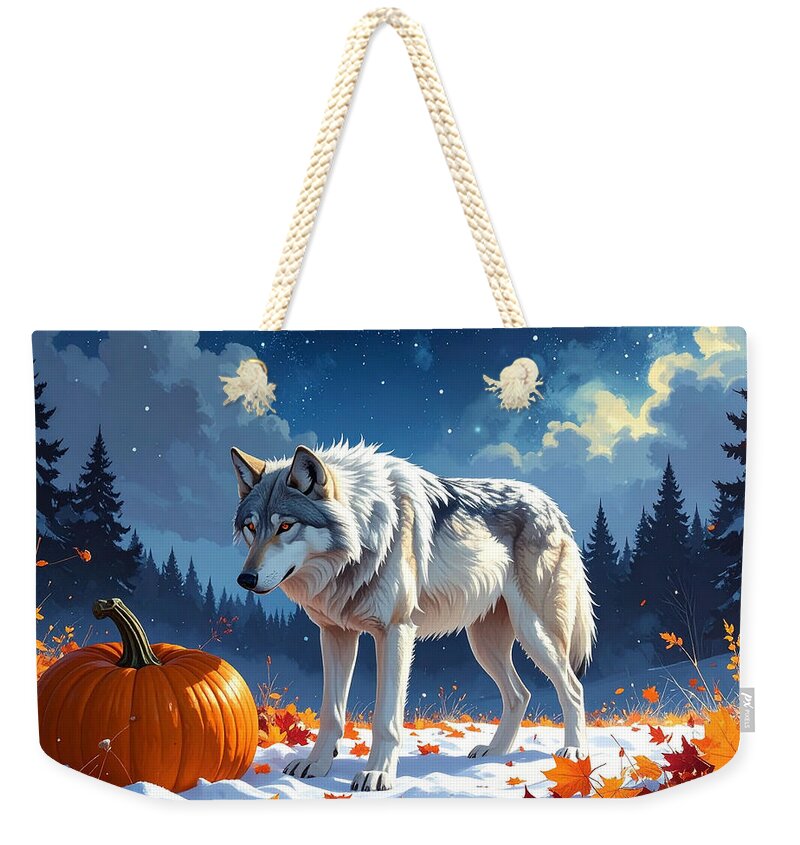 Wolf Among Autumn Leaves - Weekender Tote Bag
