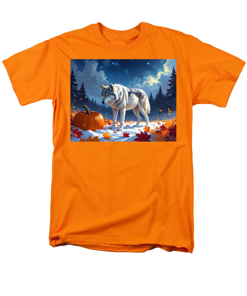 Wolf Among Autumn Leaves - Men's T-Shirt (Regular Fit)