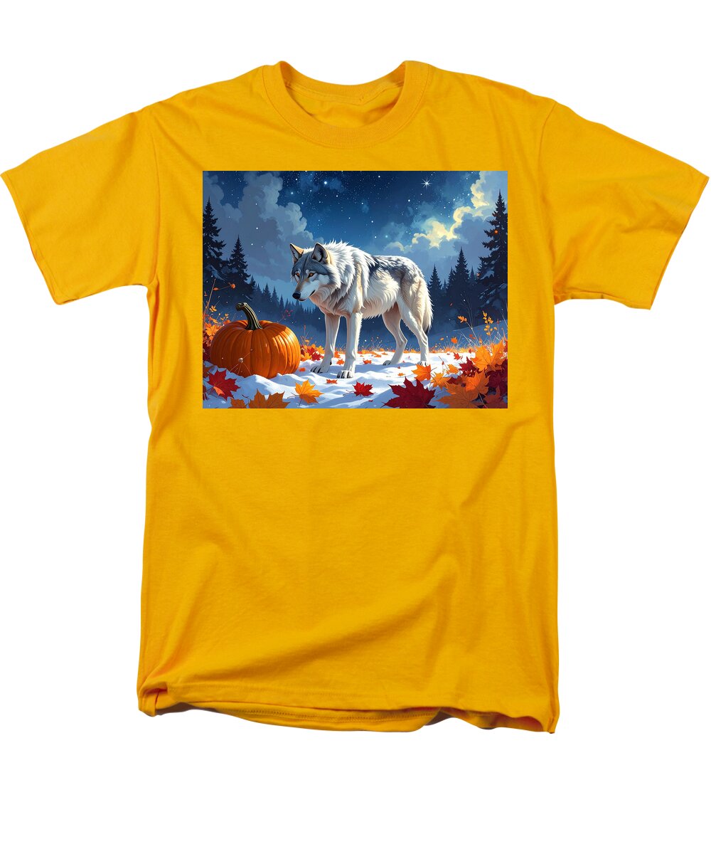 Wolf Among Autumn Leaves - Men's T-Shirt (Regular Fit)