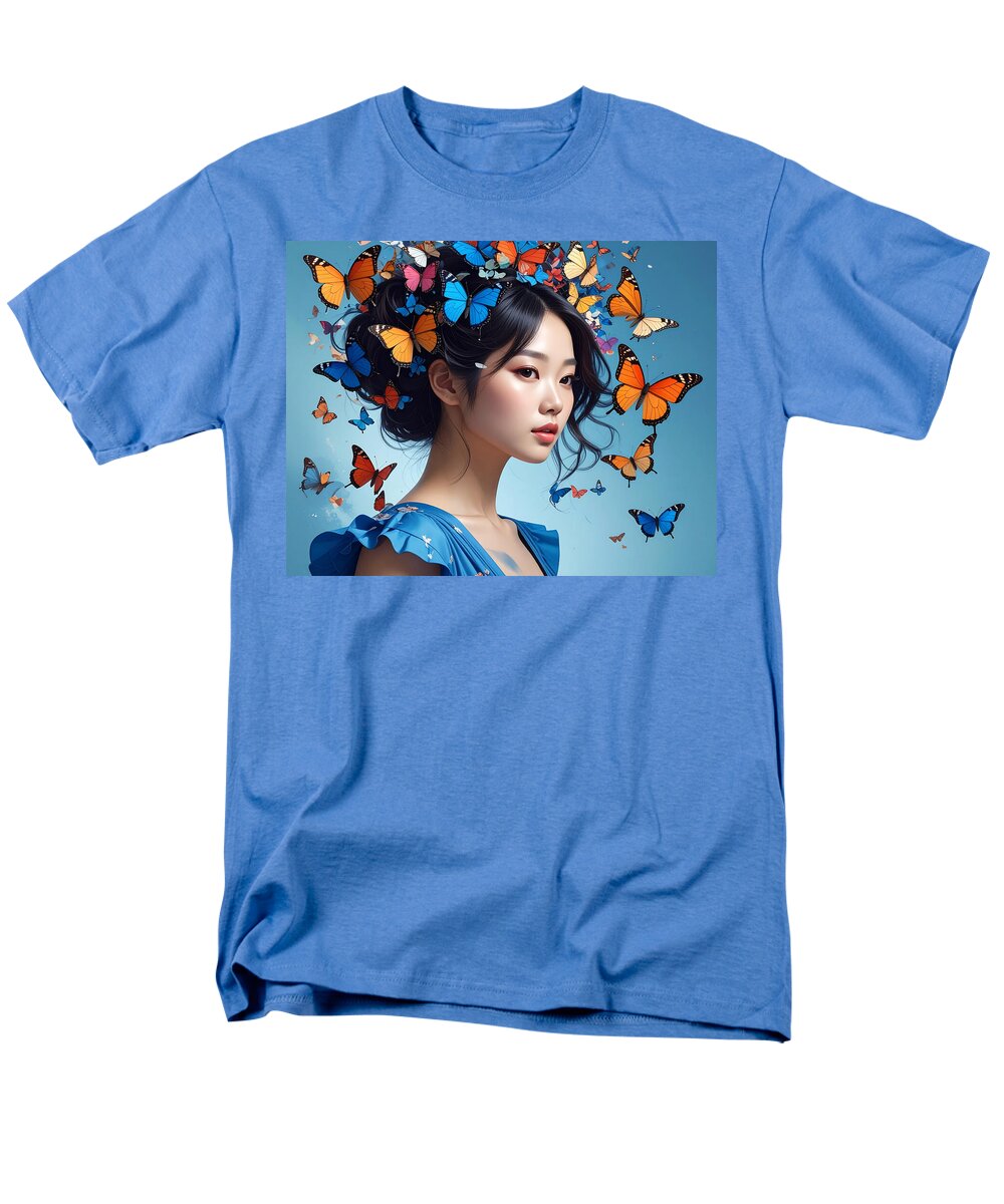 Woman with Colorful Butterflies - Men's T-Shirt (Regular Fit)