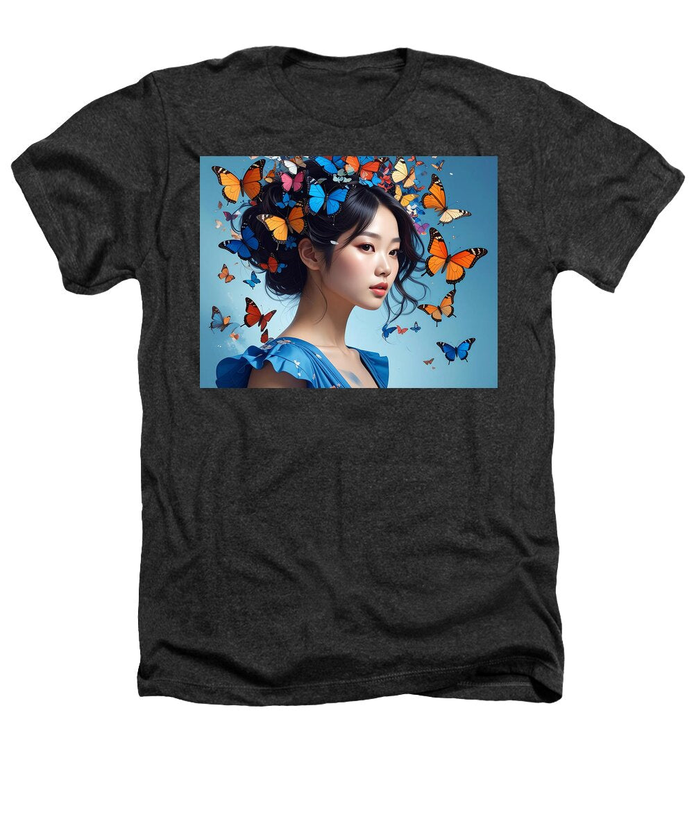 Woman with Colorful Butterflies - Heathers T-Shirt