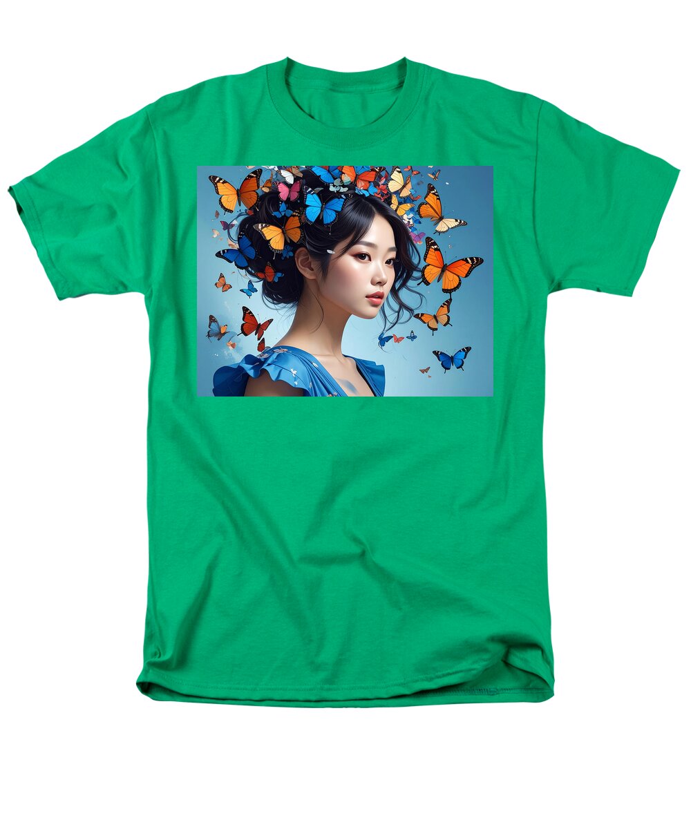 Woman with Colorful Butterflies - Men's T-Shirt (Regular Fit)