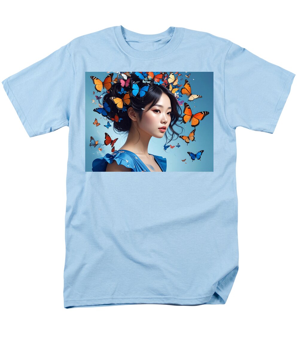 Woman with Colorful Butterflies - Men's T-Shirt (Regular Fit)