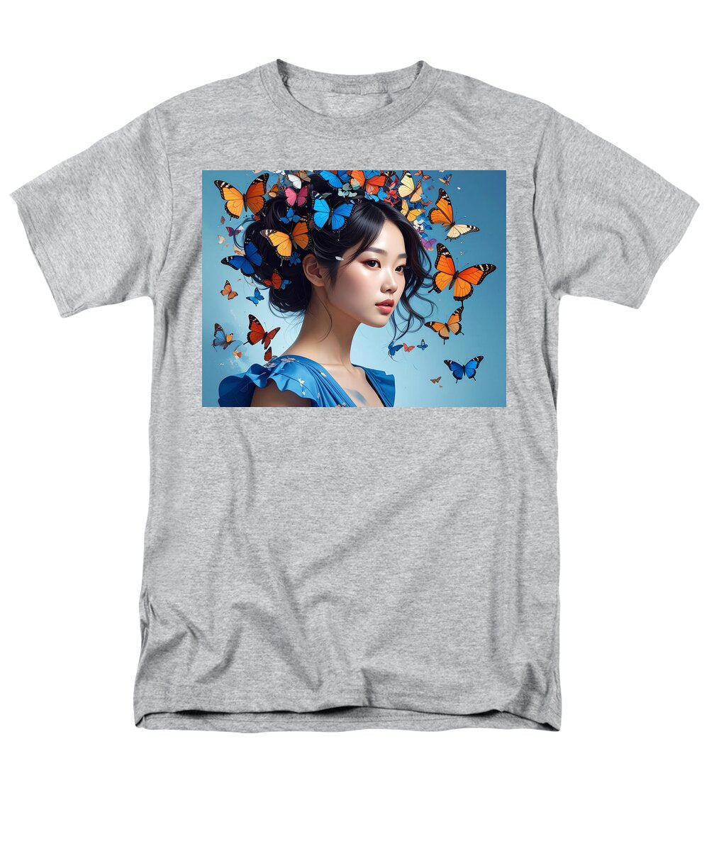Woman with Colorful Butterflies - Men's T-Shirt (Regular Fit)