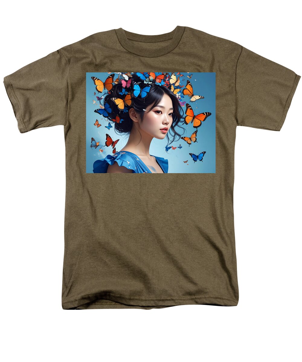 Woman with Colorful Butterflies - Men's T-Shirt (Regular Fit)