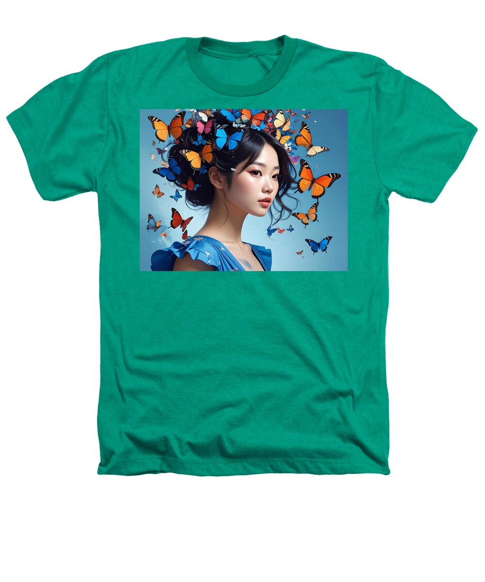 Woman with Colorful Butterflies - Heathers T-Shirt