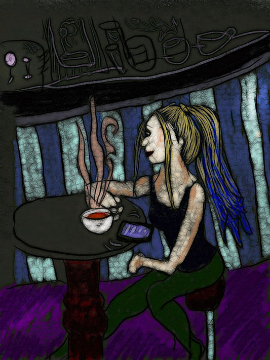 Woman In a Cafe Digital Image Download