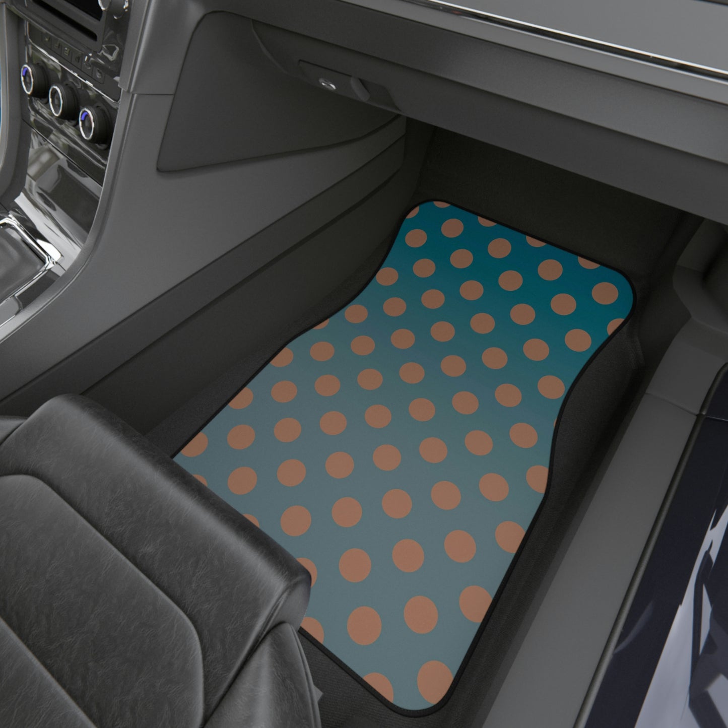Denim and Brown Polkadots Car Mats (Set of 4)