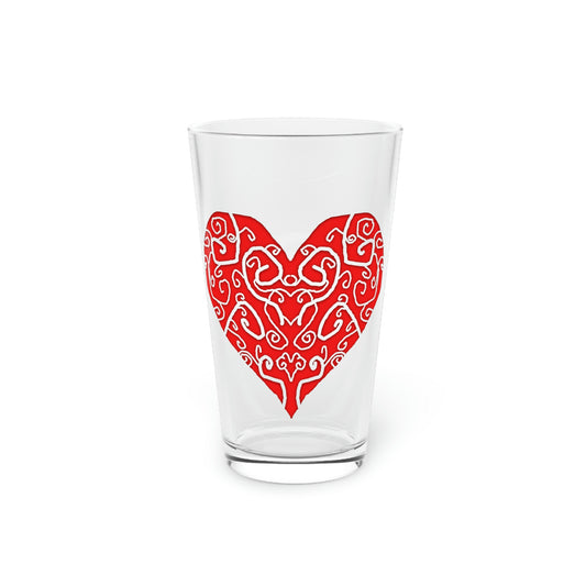 Heart Swirls Pint Glass, 16oz