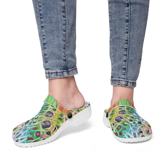 Orange Green Kaleidoscope 413. All Over Printed Clogs