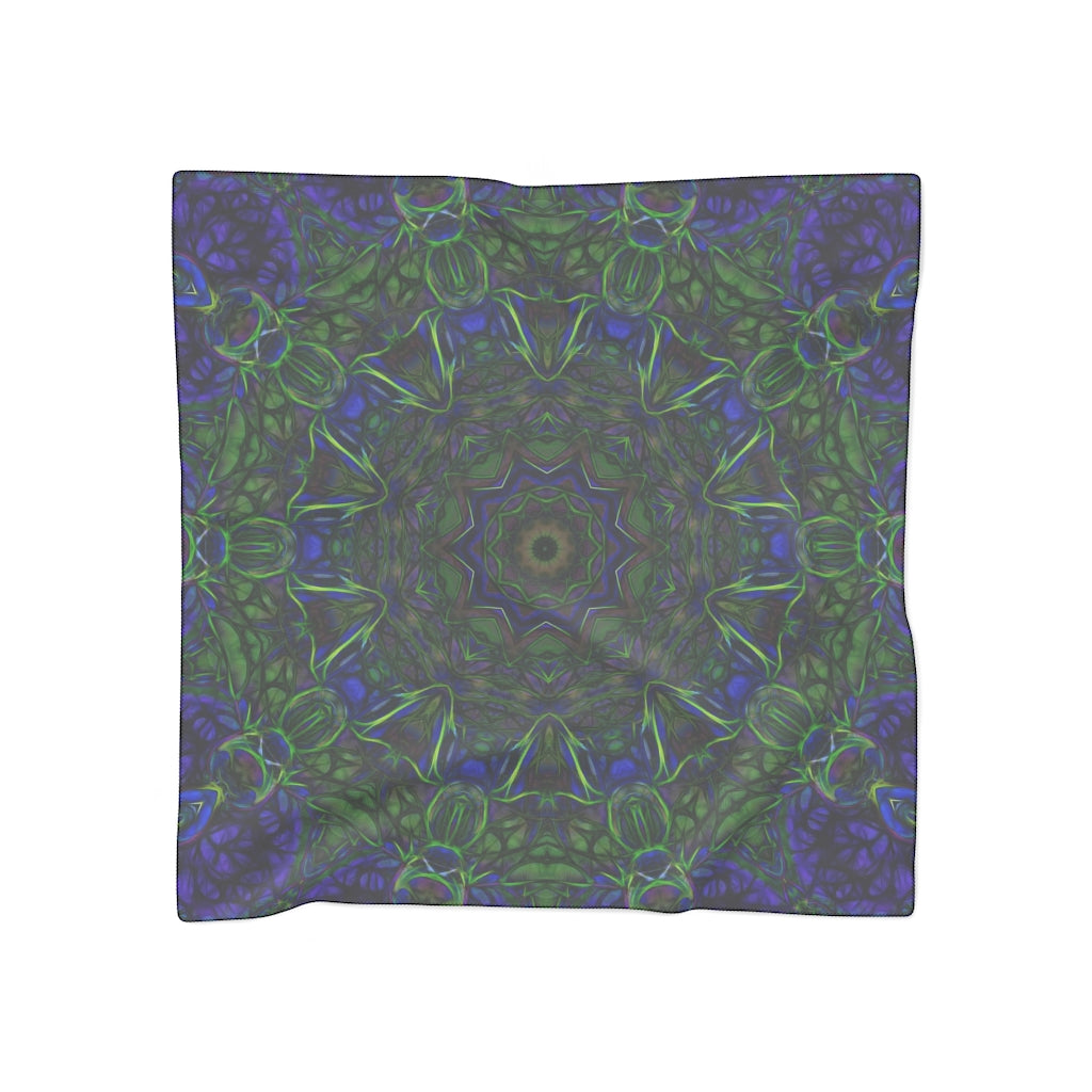 Blue Green Ribbon Kaleidoscope Poly Scarf