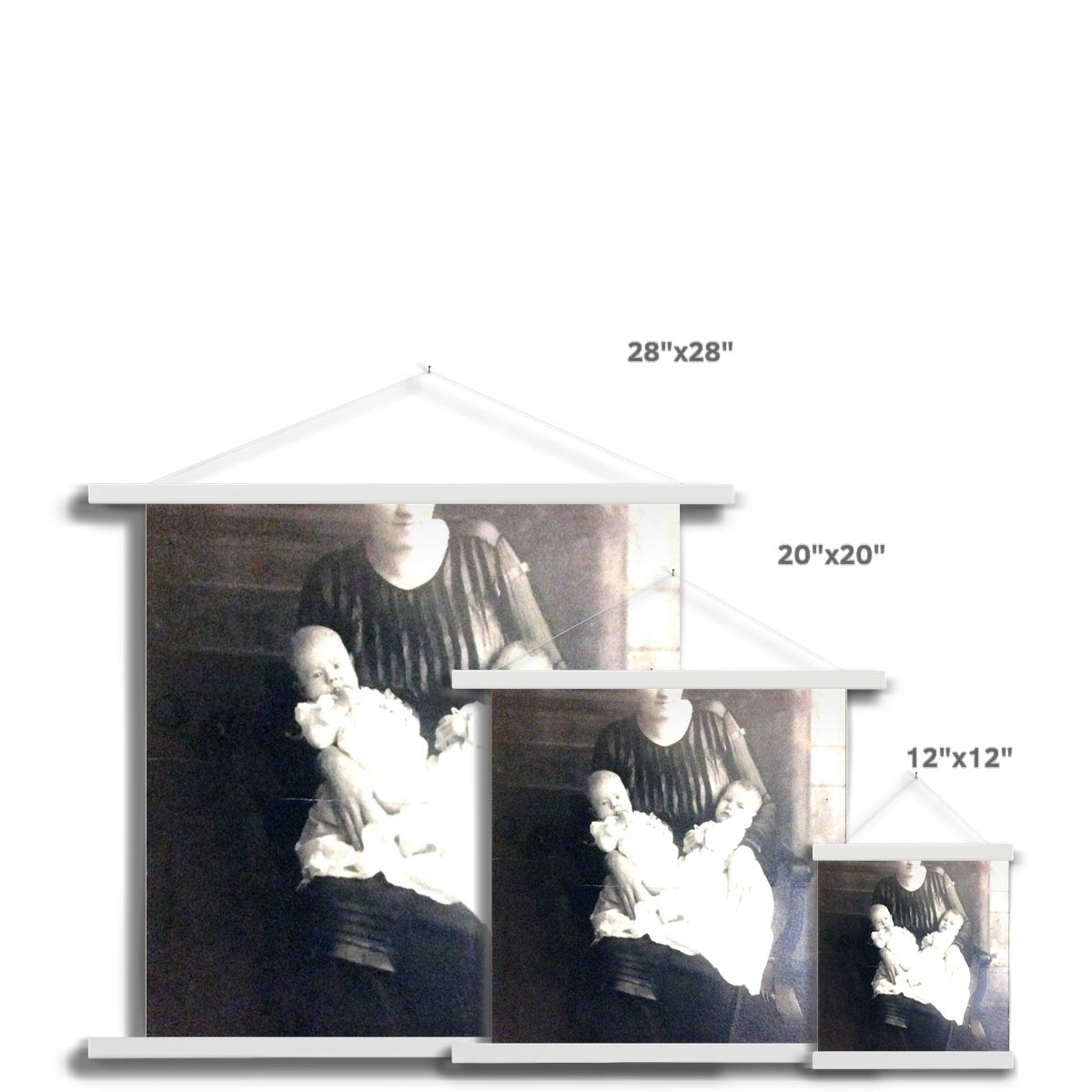 Early 1900s Mother and Twins Fine Art Print with Hanger
