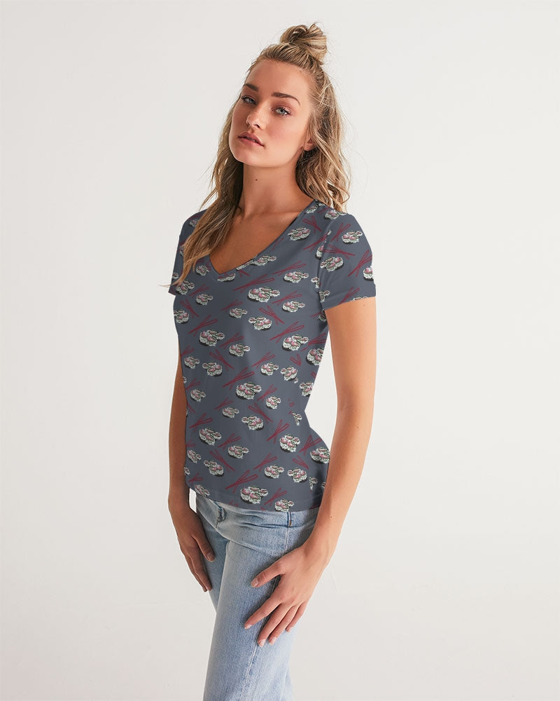 Sushi Pattern Women's V-Neck Tee
