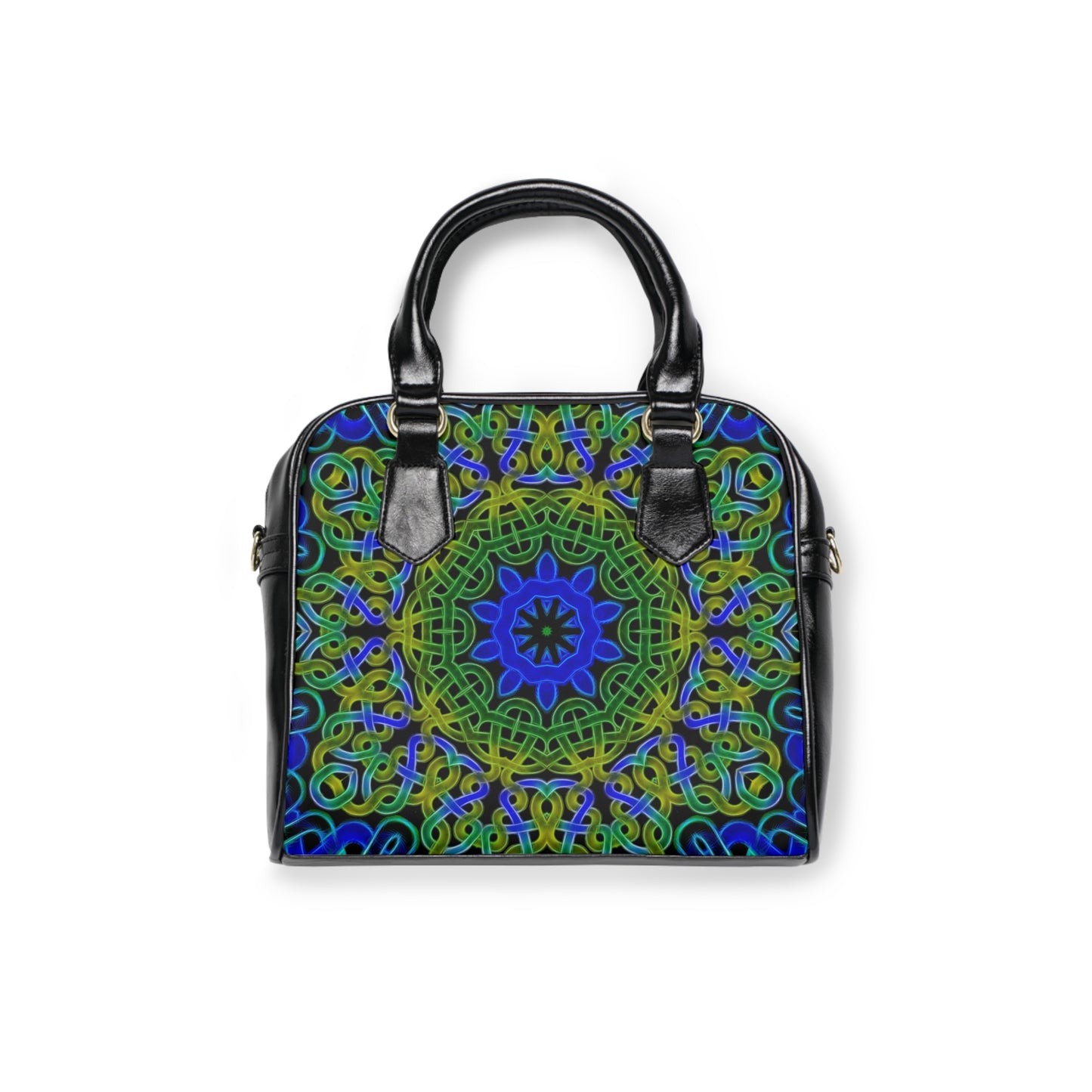 Blue Green Celtic Kaleidoscope Shoulder Handbag