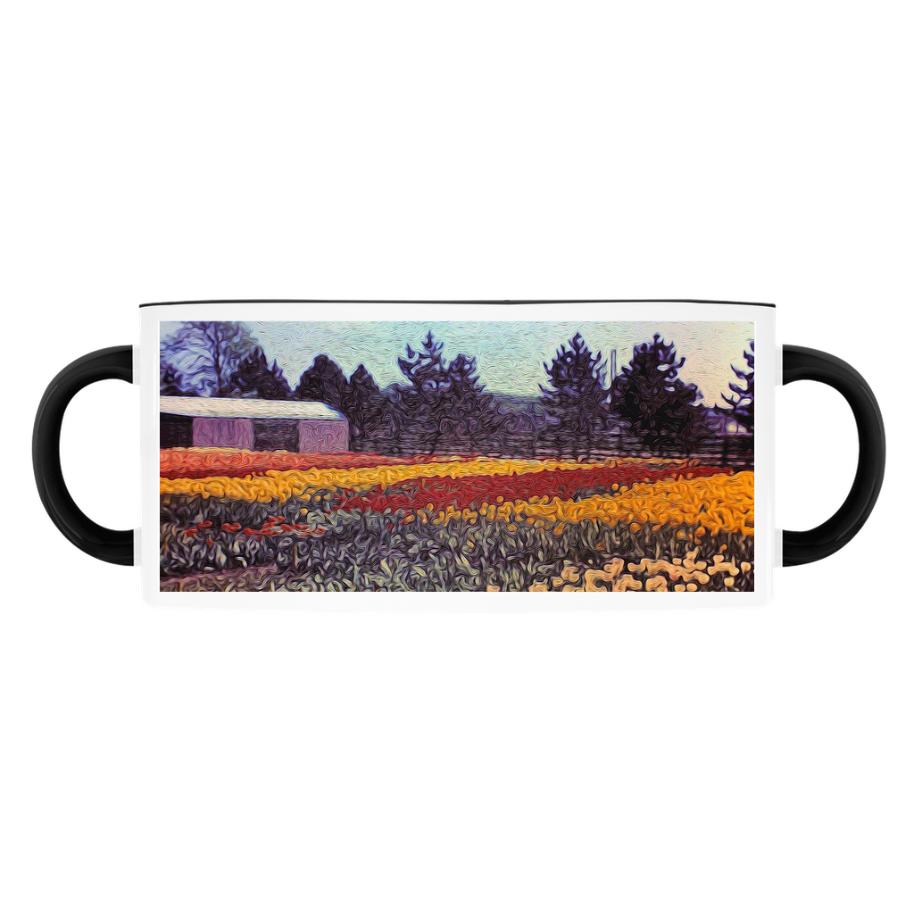 Vintage Travel Field of Tulips Accent Mugs