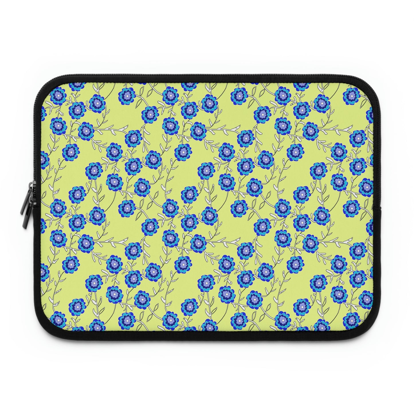 Blue Flowers On Yellow Laptop Sleeve