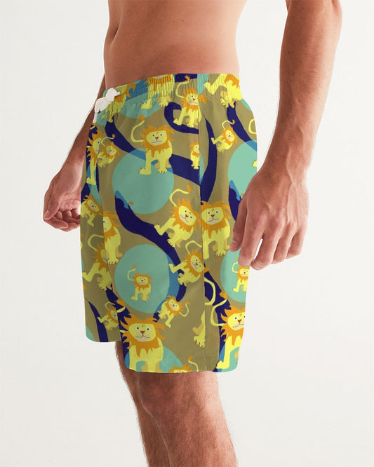 Lion Pattern Men's Swim Trunk