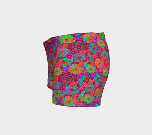 Pink Striped Flowers Shorts