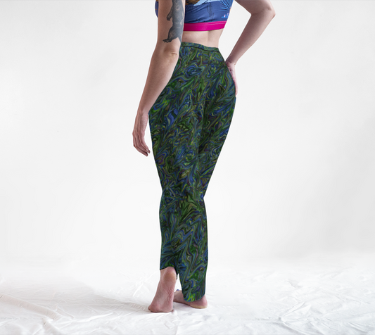 Blue Green Liquid Marbling Lounge Pants