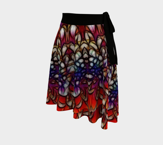 Abstract Colorful Petals Wrap Skirt