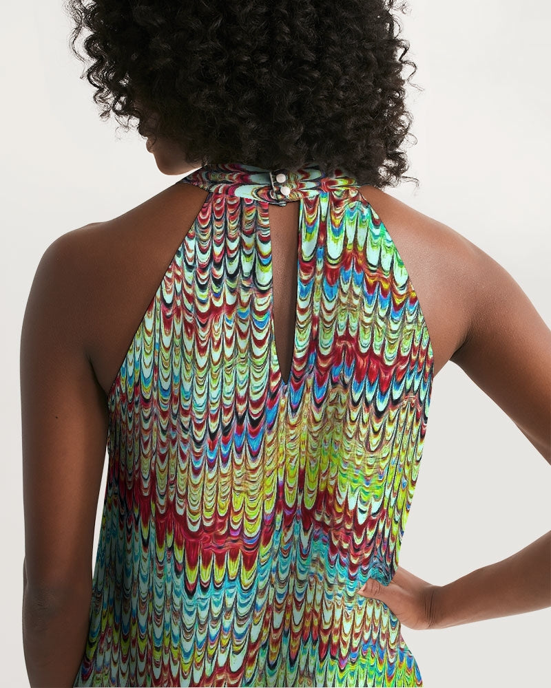 Cool Green Marbled Women's Halter Dress