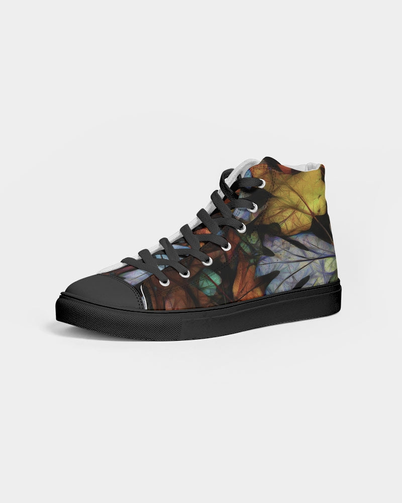 Mid October Leaves Men's Hightop Canvas Shoe - Black