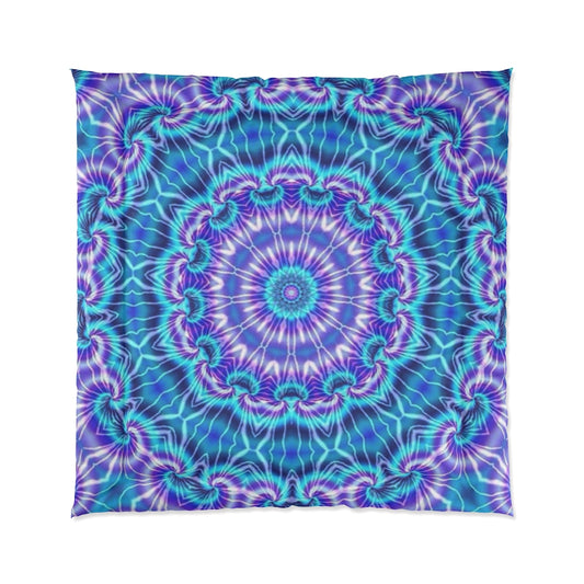 Blue and Purple Tie Dye Kaleidoscope Comforter