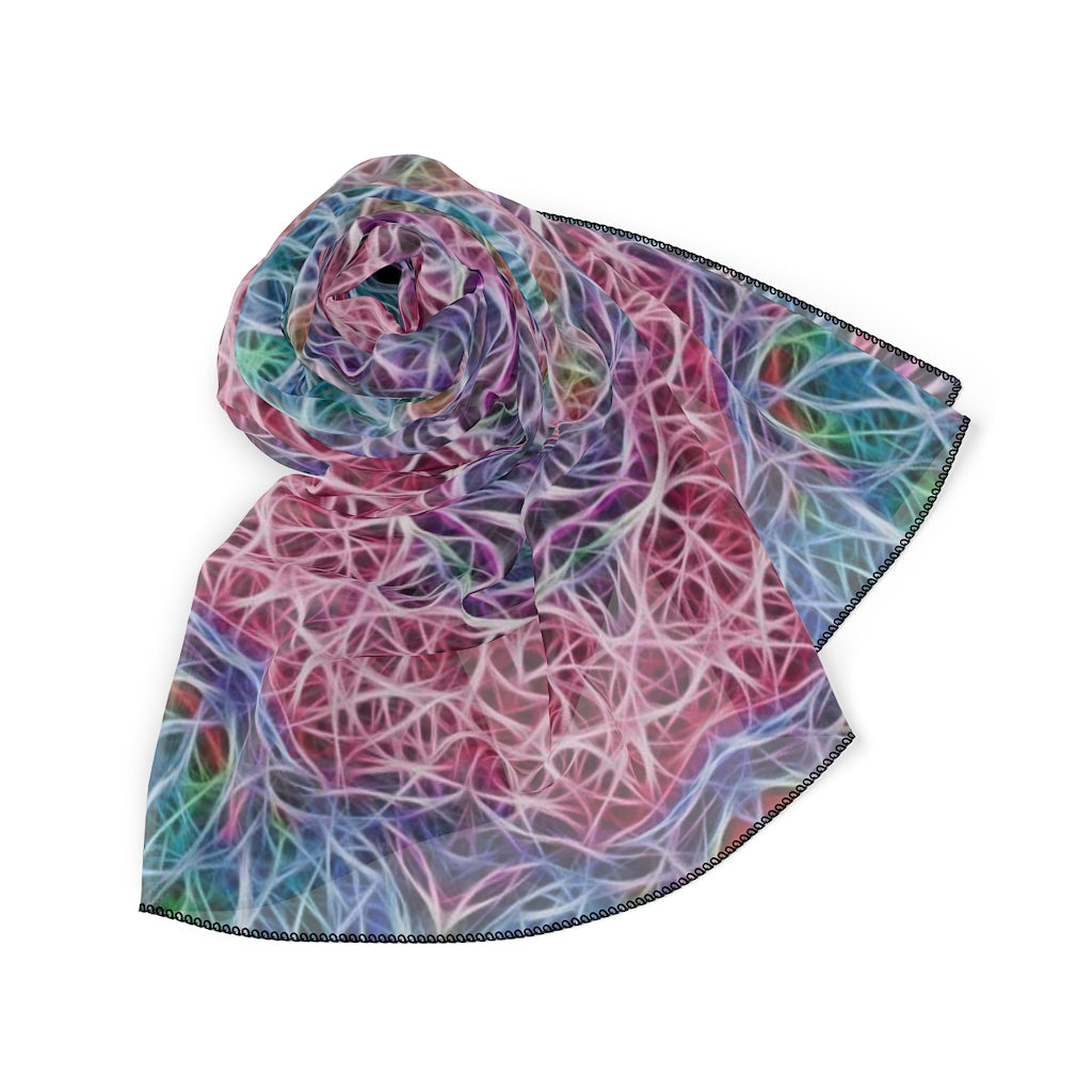 Blue and Pink Kaleidoscope Poly Scarf