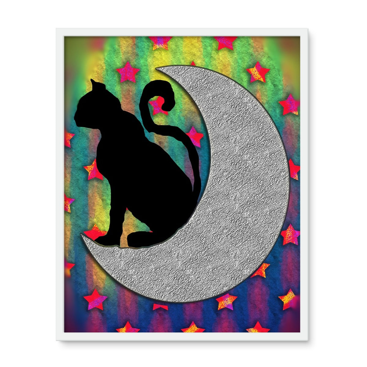 Cat On A Moon Framed Photo Tile