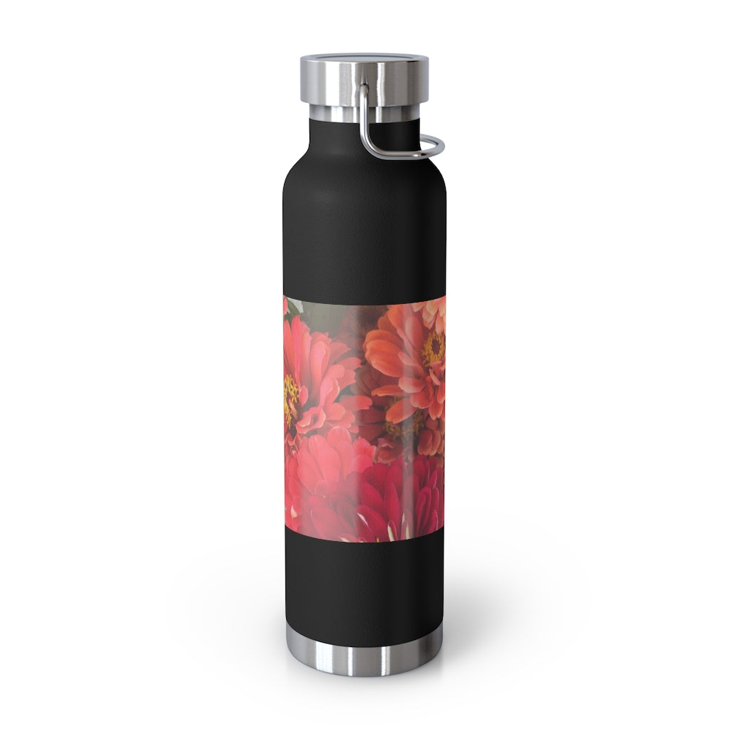Peach and Pink Zinnias 22oz Vacuum Insulated Bottle