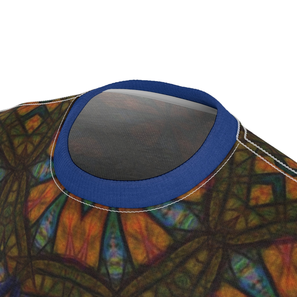 Blue Orange Sketchy Kaleidoscope Unisex AOP Cut & Sew Tee