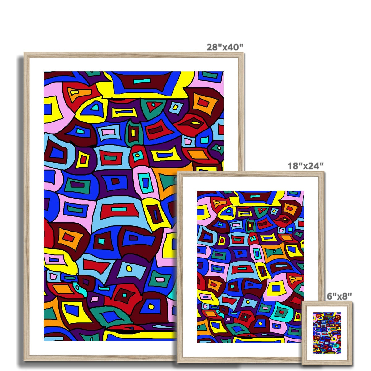 Wavy Square Pattern Framed & Mounted Print