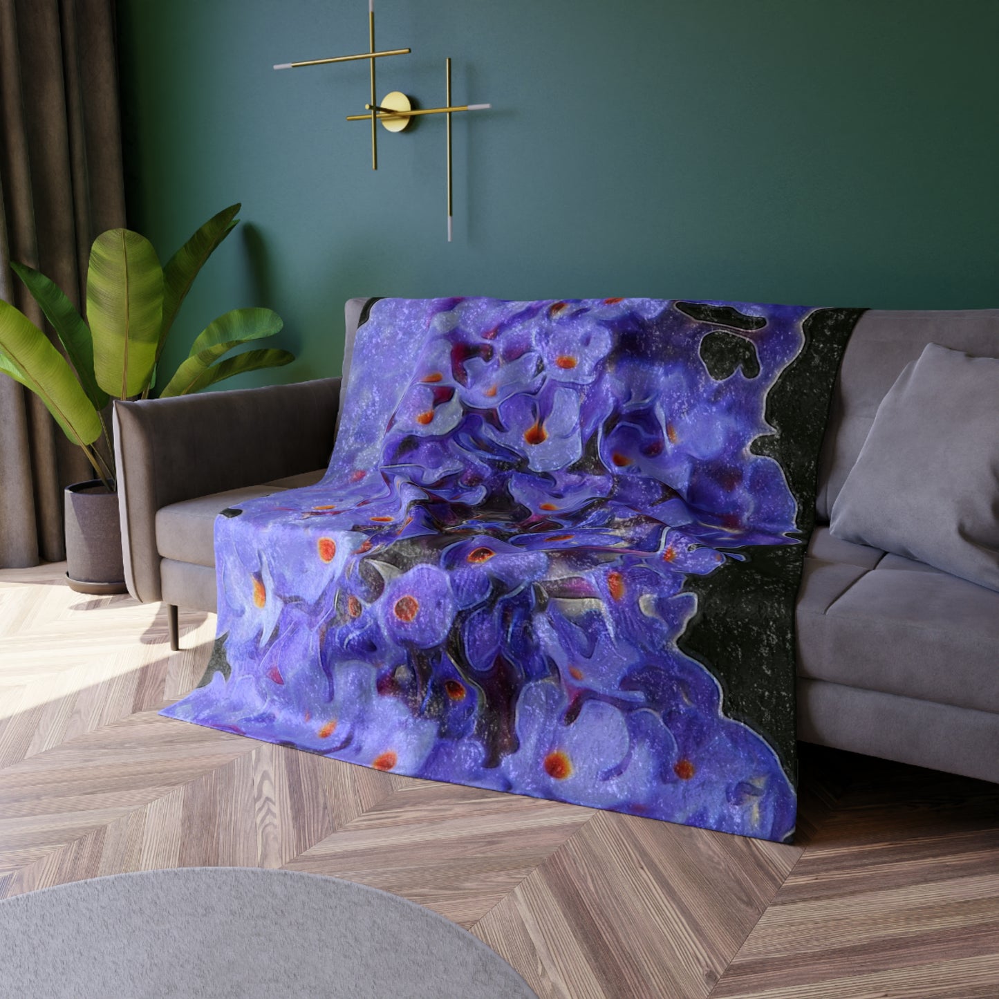 Butterfly Flower Crushed Velvet Blanket