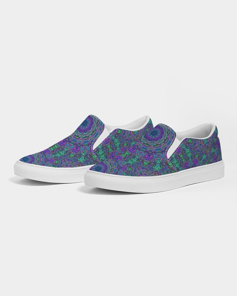 Blue Green Purple Kaleidoscope Women's Slip-On Canvas Shoe