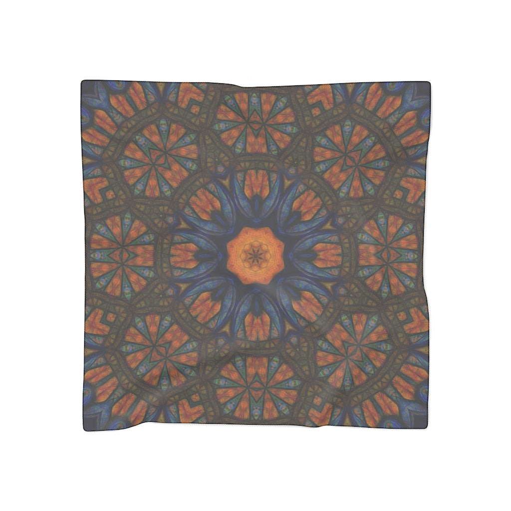 Blue Orange Sketchy Kaleidoscope Poly Scarf
