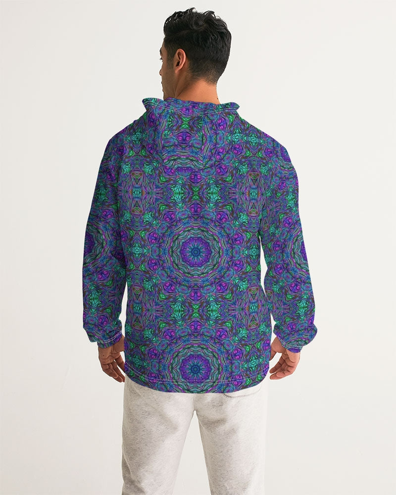 Blue Green Purple Kaleidoscope Men's Windbreaker