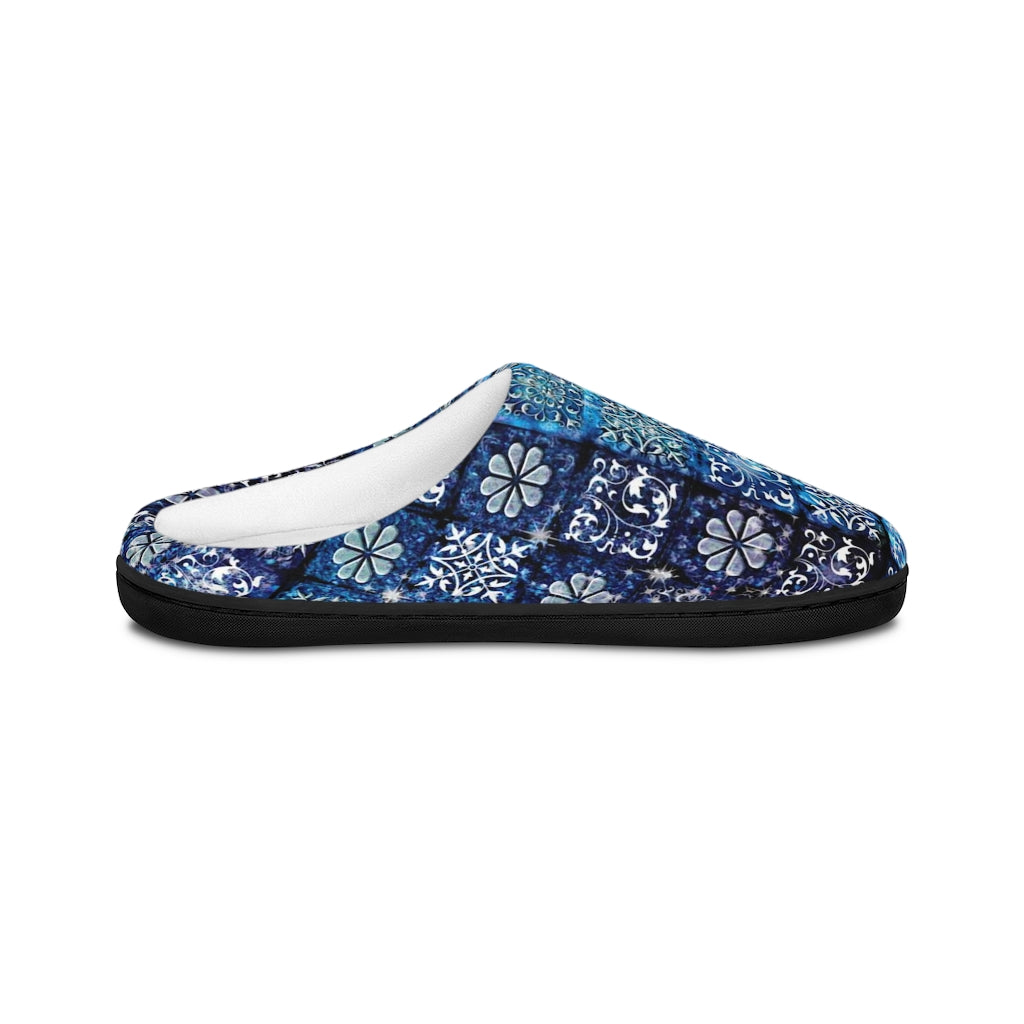 Blue Ice Crystals Motif Indoor Slippers