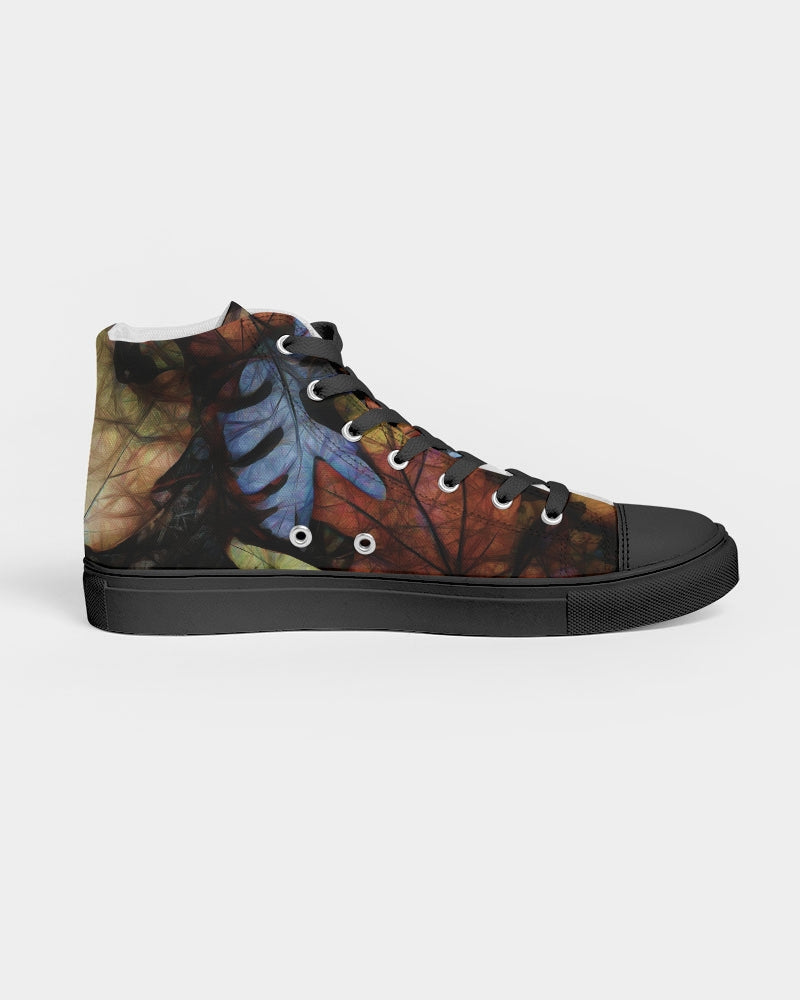 Mid October Leaves Men's Hightop Canvas Shoe - Black
