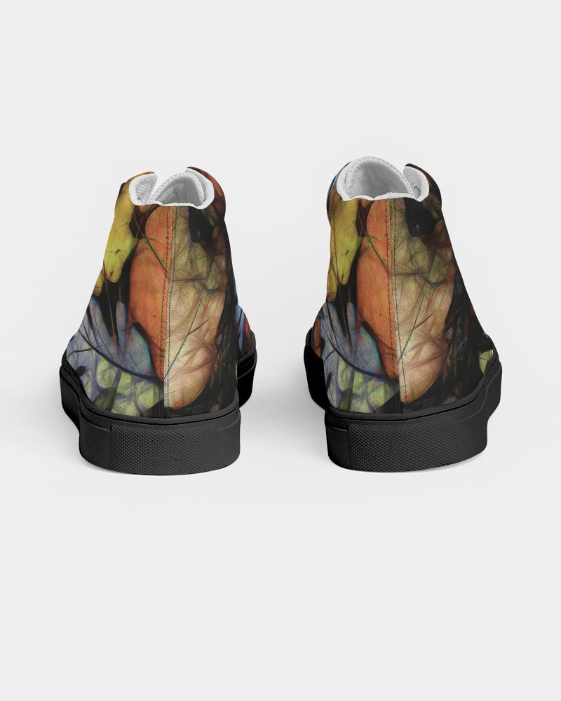 Mid October Leaves Men's Hightop Canvas Shoe - Black
