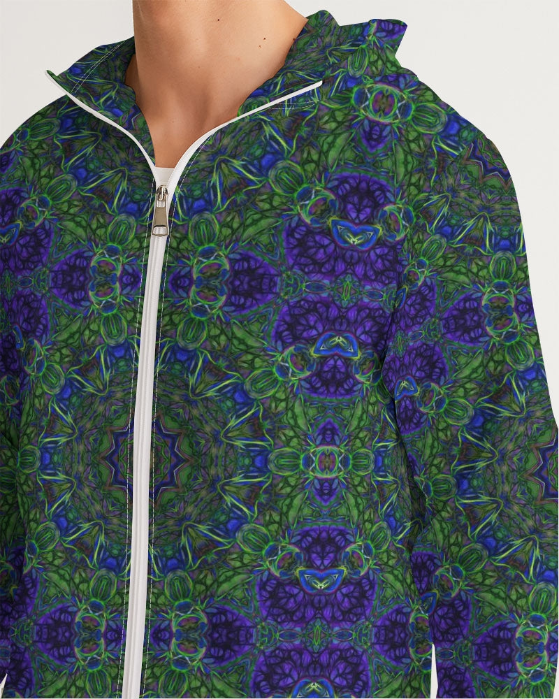 blue Green Ribbon Kaleidoscope Men's Windbreaker