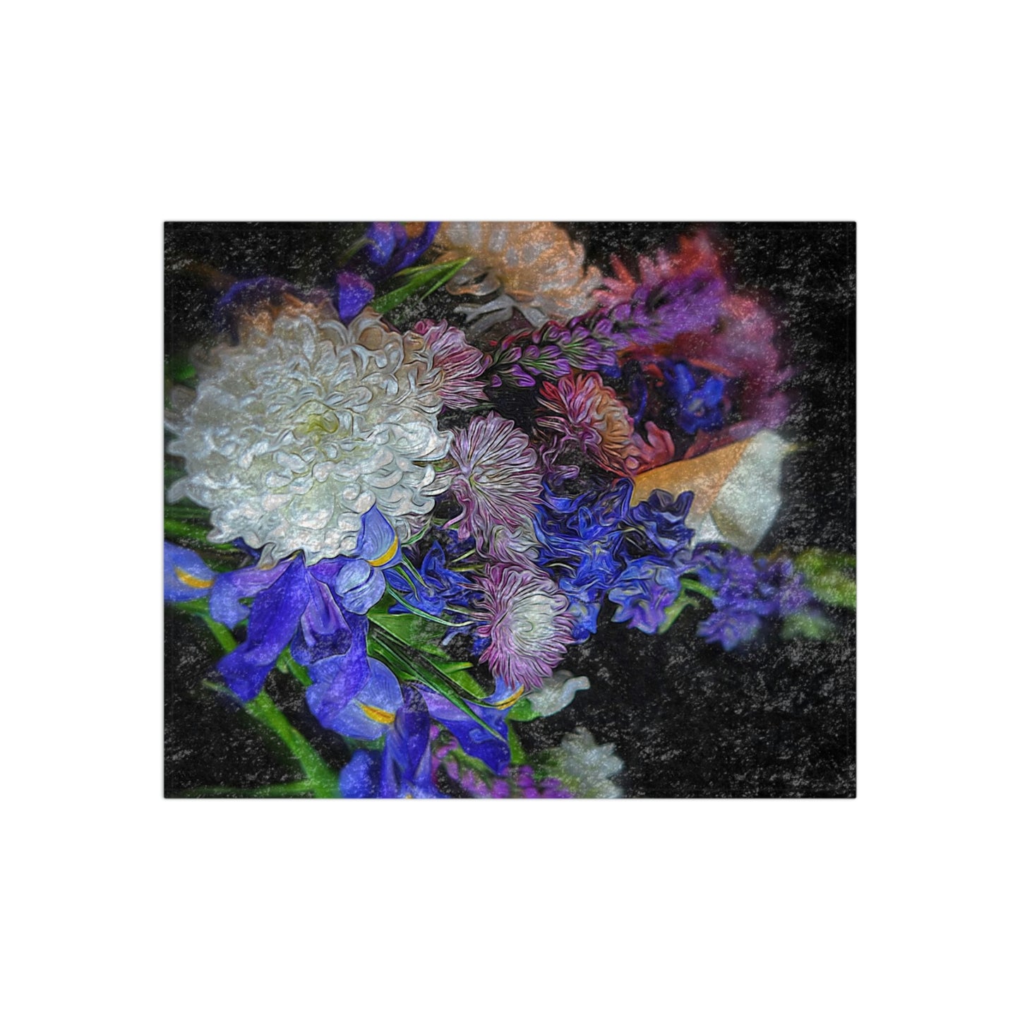 Blue White Purple Bouquet Crushed Velvet Blanket