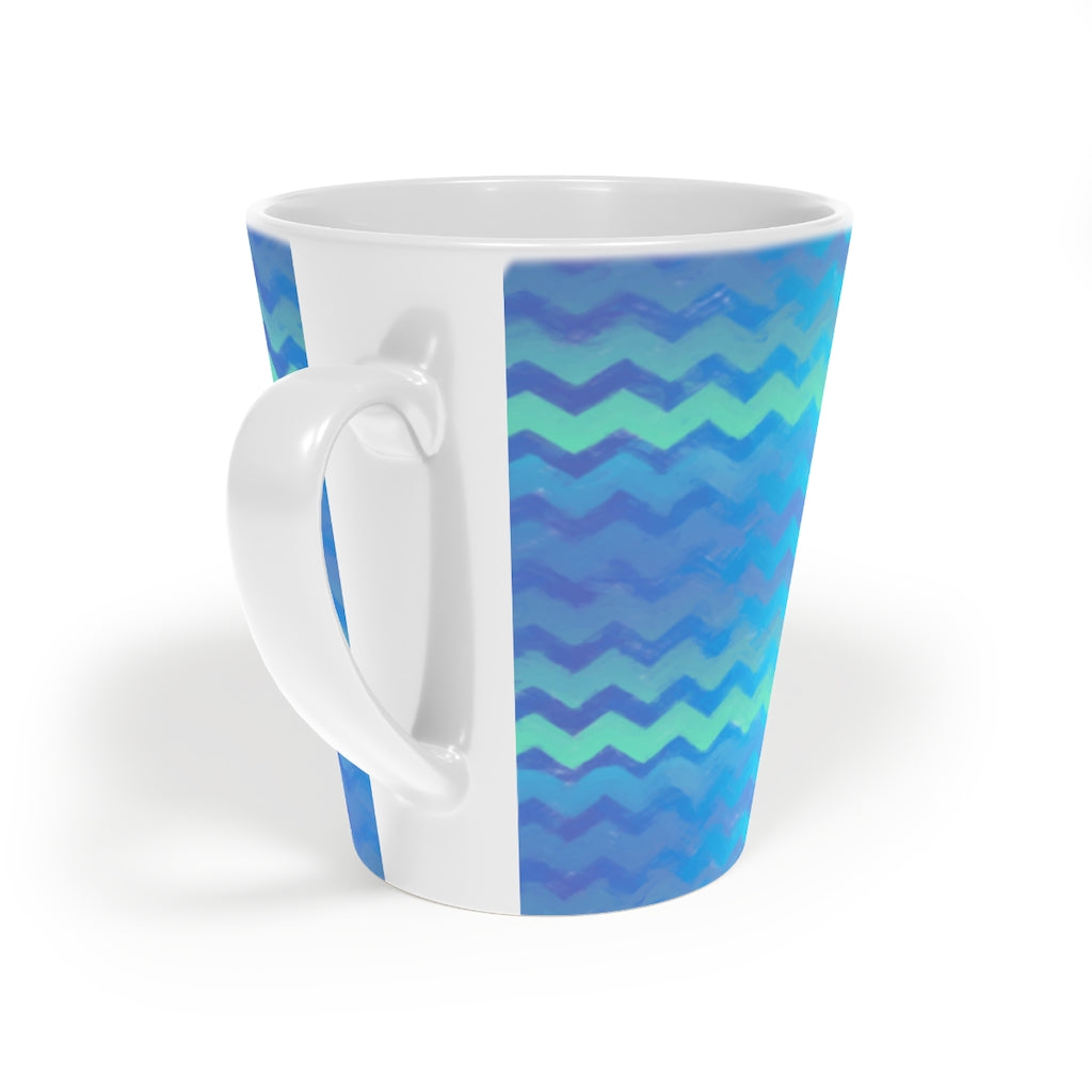 Blue Green Mermaid Chevron Latte Mug, 12oz