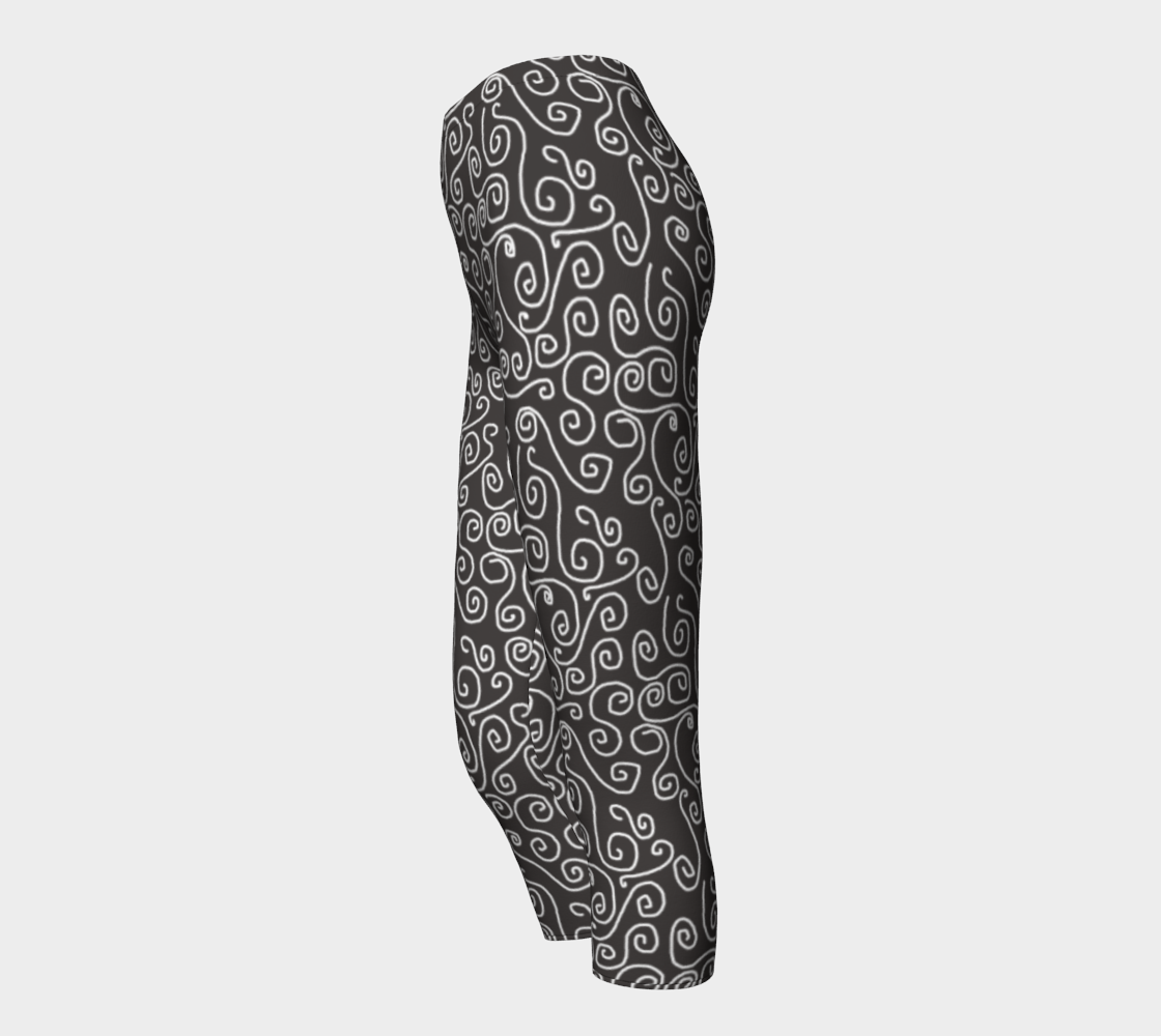 White Swirls On Gray Capris