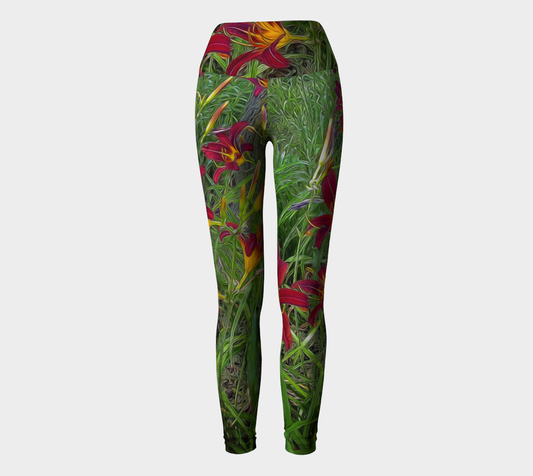 Red Tigerlily Garden Yoga Leggings