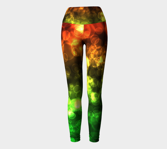 Red Green Bokeh Light Yoga Leggings