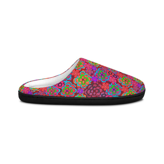 Pink Stripe Flower Pattern Indoor Slippers