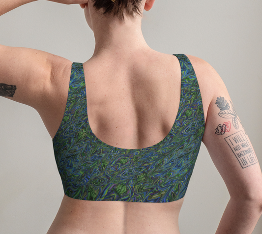 Blue Green Liquid Swirl Scoop Bralette