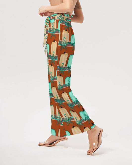Blue Green Pumpkins Women's High-Rise Wide Leg Pants