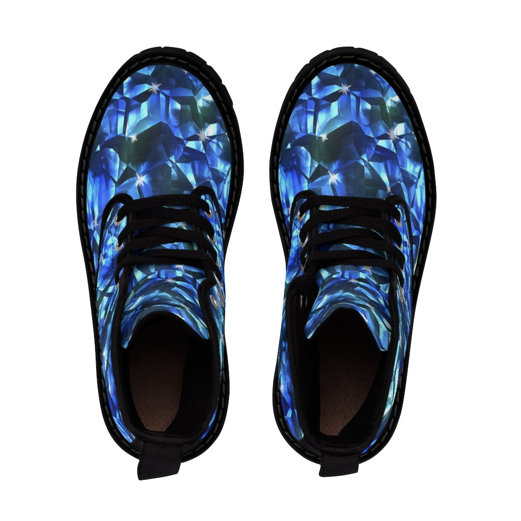 Blue Crystal Women's Canvas Boots