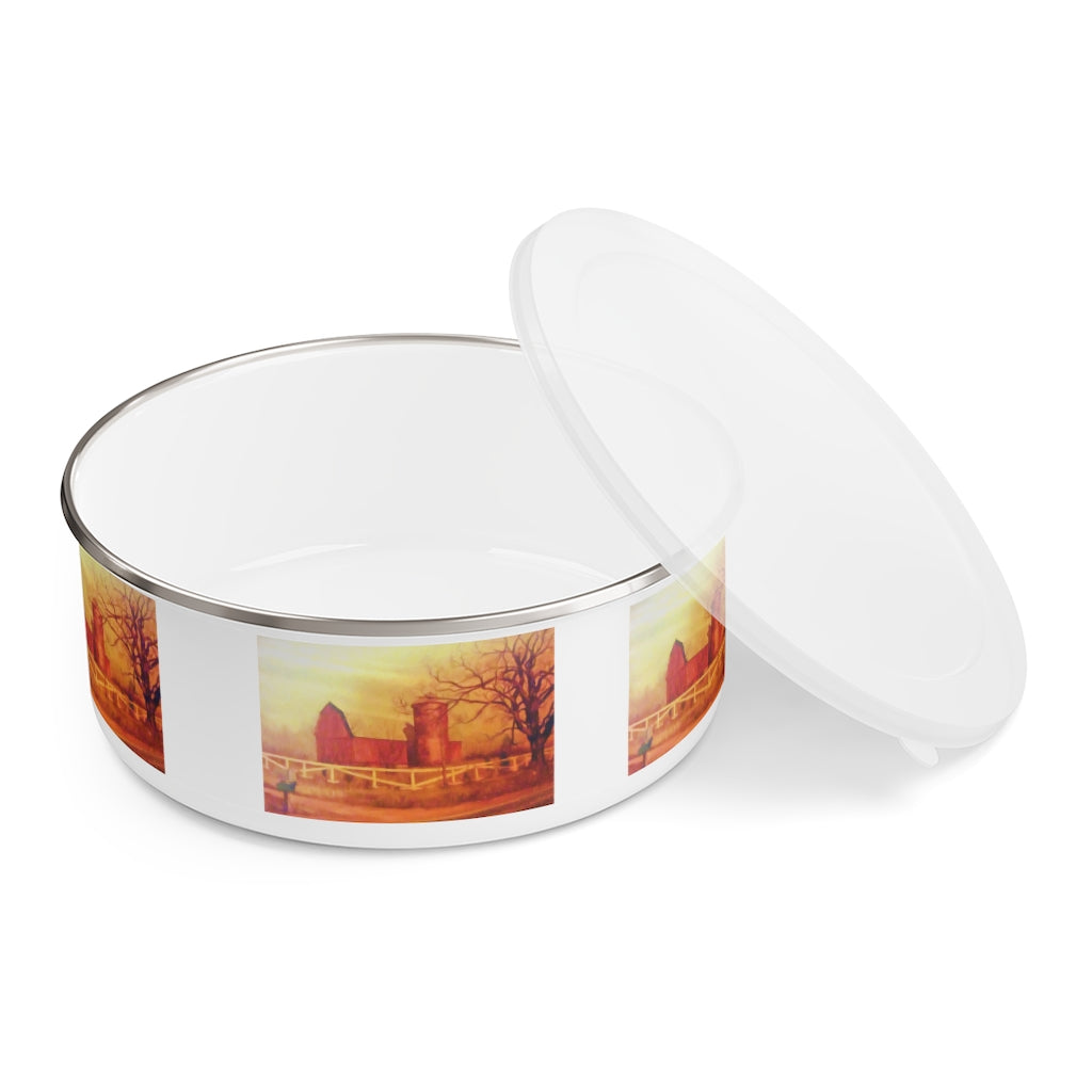 Barn Painting Enamel Bowl